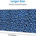Blue Leopard Skin Print XL Large Mouse Pad with Stitched Edges Long Non-Slip Rubber Base Mousepad Laptop Keyboard Mat Desk Pad for Office Home Desk Decor, 31.5" X 11.8"
