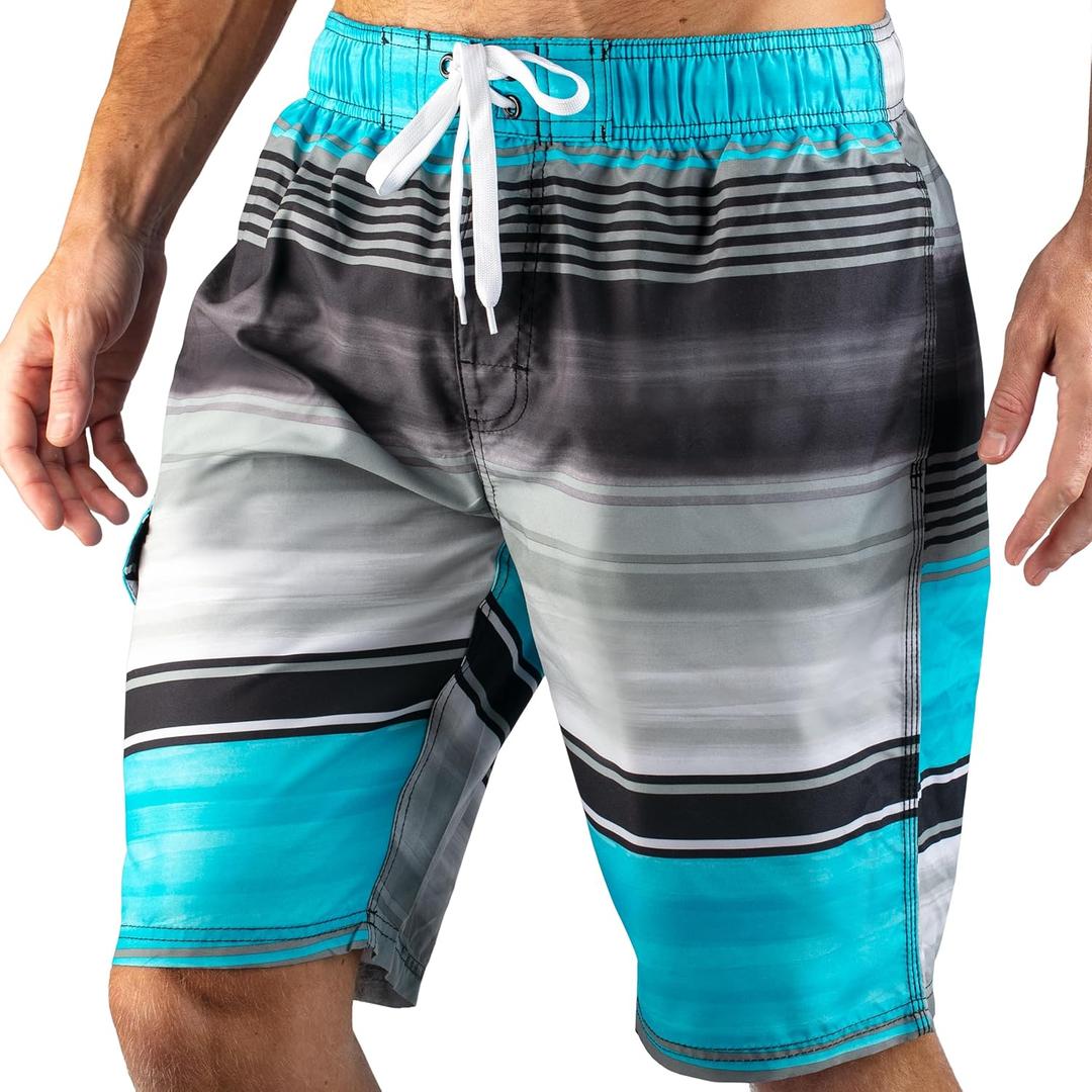 Kanu Surf Men's Flex Swim Trunks (Regular & Extended Sizes) (Medium, Avalon Black/Aqua)