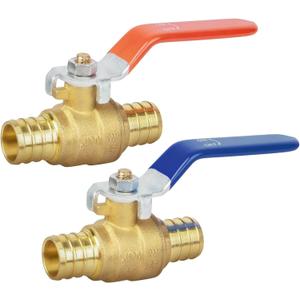 1/2" Pex Shut off Valve, 2 Pack Brass 1/2" Pex Ball Valve with 1/4 Turn Handle for Hot and Cold Water, UPC Certified