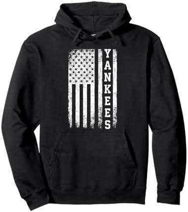 Vintage Yankees Retro Style 70s 80s First Name Personalized Pullover Hoodie, Large