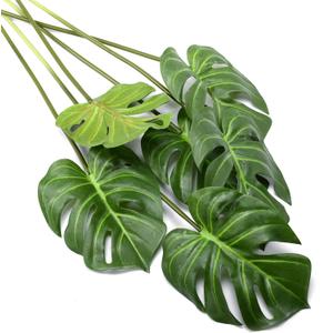 DVGUN 6 Pack Artificial Palm Plants Leaves Faux Turtle Leaf Fake Tropical Large Palm Tree Leaves Imitation Leaf Artificial Plants for Home Kitchen Party Flowers Arrangement Wedding Decorations