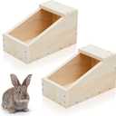 Maxcheck 2 Pack Wood Rabbit Nesting Box, 14x8x8 Inch Wooden Hutch Hideout for Breeding, Natural Burrow Den Alternative for Rabbits & Small Animals