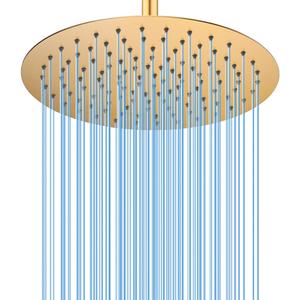 BSTIIU Rainfall Shower head, 12 Inch Round Shower Head, Wall or Ceiling Mounted Ultra Thin Stainless Steel High Pressure Shower Head with Touch-Clean Nozzles, Brushed Brass Gold