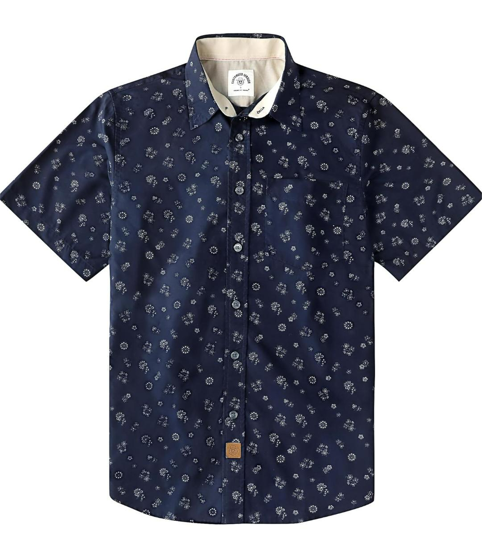 Dubinik® Mens Short Sleeve Button Down Shirts 100% Cotton Plaid Men's Casual Button-Down Shirts with Pocket Size Medium