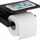 Toilet Paper Holder with Phone Shelf, The Midnight Series - Matte Black Wall Mount Dispenser with Large Storage, Industrial Grade SUS304 Stainless Steel Bathroom Hardware, Rust Proof (Matte Black)