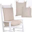 Rocking Chair Cushions Indoor Large Set Modern No Tuft Design, Premium Champagne Cream Colored Fabric, Non-Slip Surface, and Secured Ties Indoor Rocking Chair Cushion