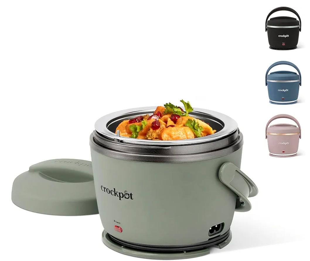 Crock-Pot Portable Electric Lunch Box 20-Ounce Food Warmer Moonshine Green | Ideal for Travel On-the-Go | Keeps Food Spill-Free Warm & Tasty | Dishwasher-Safe