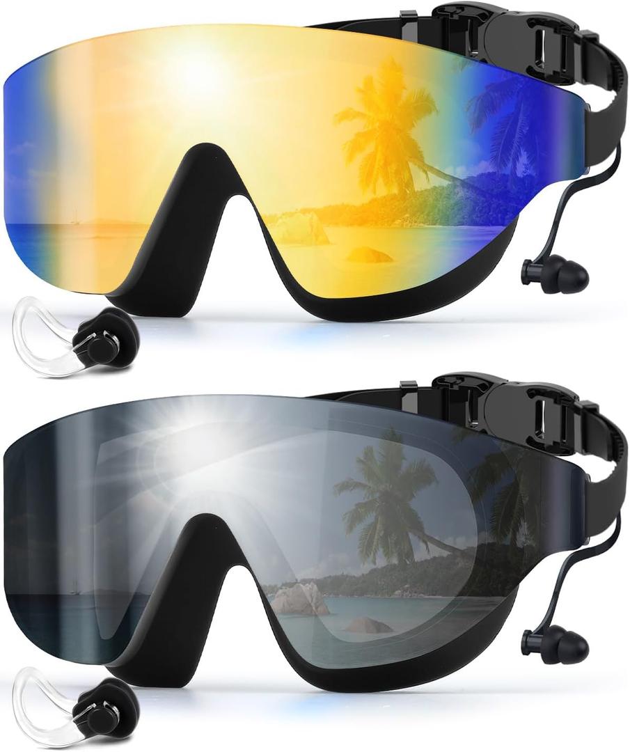 Swim Goggles, Frameless Wide View Swimming Goggles, Anti-Fog Anti-UV No Leaking Pool Goggles for Men Women Adult