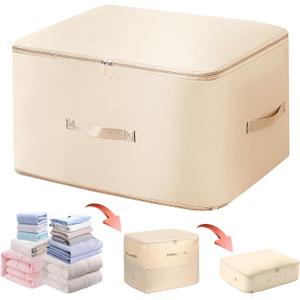 Ultra Space Saving Self Compression Organizer,2025 New Large Capacity Space Saver Storage Bag,Self Compression Heavy Duty Organizer for Comforters (Beige, X-Large, 21x17x24in) (onesize)