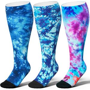 LEVSOX Wide Calf Compression Socks for Women Men Plus Size 15-20 mmHg Extra Large Knee High Support Sock for Nurses Pregnant Travel