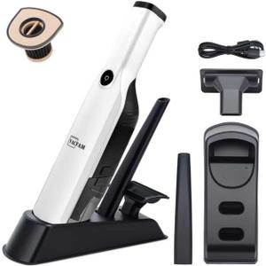 Handheld Vacuum Cordless,15KPA High Power Suction,USB Quick Charge,Car Vacuum Cleaner with Storage Dock,Lightweight Rechargeable Dust Buster with Crevice Tool Pet Brush Hand Vac for Home,White