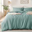 MILDLY Super Soft Duvet Cover - 100% Washed Microfiber Grayish Teal Comforter Cover Set 3 Pieces with Zipper Closure & Corner Ties (No Comforter) (Queen (90"x90"))