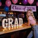 Grad Light Up Letters GRAD Sign for 2026 Graduation Party Decorations, Lighted Marquee Letters for Kindergarten Preschool High School College Grad Party Decor, Table Desk Wall Photo Booth Use