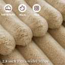 Faux Fur Throw Blanket, Thick 1000GSM Fluffy Cozy Throw Blankets for Bed, Luxury Plush Striped Warm Soft Blanket for Couch LivingRoom Home Decor & Gifts(50"x 70", Beige)