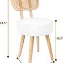 Rattan Dining Chair, Kitchen Dining Room Chairs, Mid Century Modern Boucle Chair, Stylish Upholstered Wood Accent Chair, Cute Sherpa Chair, Living Room Bar Stool Chair, Boho Makeup Vanity Chair, 1 Pc, 17.3 Inches X 17.7 Inches X 23.5 Inches