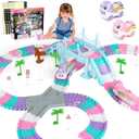 268 PCS Unicorn Race Tracks for Kids Toys, Glow in The Dark Magic Toy Set, 2 Unicorn Cars Track, Flexible DIY Track Set, Birthday Gift for Age 3-9 Boys Toddler Girls