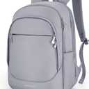LIGHT FLIGHT Travel Laptop Backpack Women, 15.6 Inch Laptop Backpack with USB Charging Hole, Water Resistant College Bookbag, Black Computer Backpacks for Work, Gray