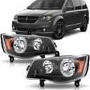 Headlights Assembly Black Housing fit for 2011-2020 Dodge Grand Caravan,2008-2016 Chrysler Town & Country Head Light Headlamp Driver and Passenger Side,