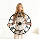 Vantic 24 Inch Large Wall Clock, Roman Numeral Metal Oversized Wall Clocks for Living Room Decor, Bedroom and Kitchen, Completely Silent, Non Ticking, Battery Operated