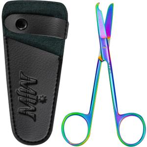 MJW Stainless Steel Suture Stitch Scissors with Multicolor/Rainbow Titanium Coating - Precision Trimming Scissors for Embroidery, Cross-Stitch, Quilting, Sewing, DIY Crafts Enthusiasts and More