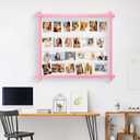 Photo Display Board,Collage Picture Frame With Clips,Graduation Decor, Wall Mount