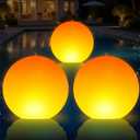 Solar Floating Pool Lights, 14 Inch Flame Solar Pool Light Balls, Floating Glow Globe IP68 Waterproof, Inflatable Solar Lights up Balls for Swimming Pool Pond Outdoor Decor -1PC