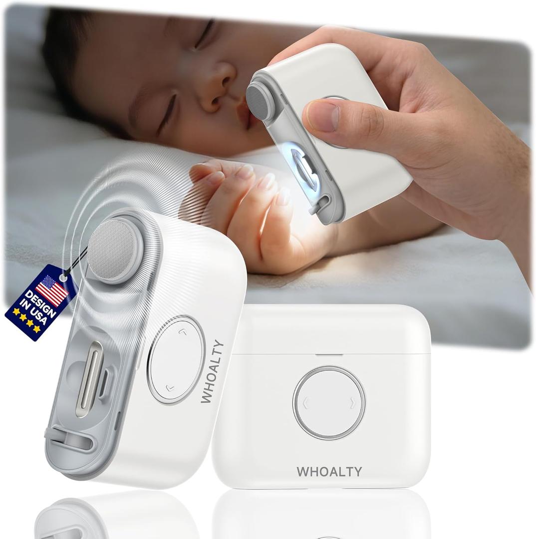 Electric Nail Clipper for Family CarePrecision Dual-Blade Trimming System 2-in-1 Trimmer & Grind Nail Care Tool with LED Light, Ultra-Quiet & Safe for Babies, Seniors and Adults (White)