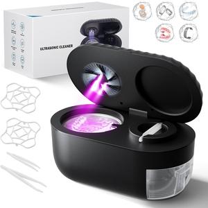 Ultrasonic Retainer Cleaner with Cleaning, Pumping, and Air-Drying Functions, 45kHz Retainer Cleaner Machine for Dentures, Mouth Guards, Braces, Toothbrush Heads, Jewelry (Black)