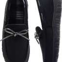 VLLy Mens Moccasin Slippers Breathable Memory Foam House Slippers Indoor/Outdoor House Shoes (13, Black)