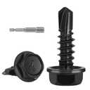 320Pcs #6 x 1/2" Self Drilling Screws for Metal,410 Stainless Steel Black Zinc Plated,Self Tapping Sheet Metal Screws,Hex Washer Head