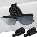 2 Pack Sunglass Holder for Car Visor, Universal Magnetic Car Sunglass Holder for Different Size Eyeglasses, Car Visor Accessories (Leopard-Black)