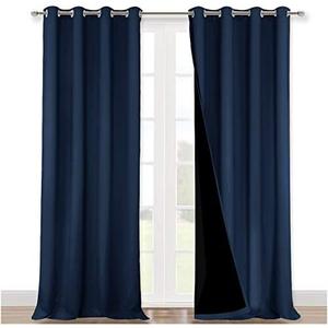 NICETOWN 100% Blackout Curtains 108 inches Long, Noise Reduction Window Treatment Curtains, Thermal Insulated Energy Smart Drapes and Draperies for Apartment Decor, Navy Blue, 4 Panels  52 inches W