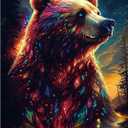 MINIWAN 1000 Piece Puzzles for Adults, Colorful Brown Bear Puzzle for Adults, Hard Challenge Art Jigsaw Puzzles, for Gifts Birthday Party Games Family, 27.5 * 19.7 inch Dust Free Puzzle