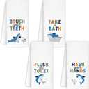 Shark Towels for Kids, Shark Kids Bath Decorative Towels 16x24 Sets of 4 - Toddler Boys Girls Bathroom Decor, Wash Your Hands Bathroom Decor