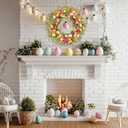 22 Inch Easter Wreaths for Front Door, Egg Wreaths with Tulips and Eucalyptus Leaves, Spring Decorations Outdoor Indoor Outdoor Farmhouse Rustic Easter Door Decor