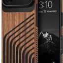 TENDLIN Compatible with iPhone Air Case Wood Grain with Carbon Fiber Texture Design Leather Hybrid Slim Case (Hairline)