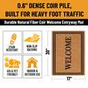Ottomanson Coco Coir Front Door Mat Heavy Duty Natural Coir Welcome Mat, Non-Slip Outdoor Entryway Rug, Dirt Scraper Door Mat for Porch & Entrance, Welcome, 36" x 72"