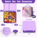 Aimsnk Kids Bento Lunch Box with 8oz Soup Thermo, Kids Leakproof Lunch Food Containers with 4 Compartment,Insulated Hot Food Jar with Lunch Bag for School, Travel (Purple)
