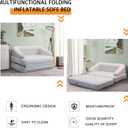 Inflatable Sofa Bed for Camping, Pool Float Couch Outdoor Flocked Mattress Bed with Armrest, Full Size