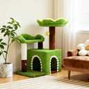 Sunflower Short Cat Scratch Tree with Cat Condo, Small Cat Tower with Cat Scratching Post, 3-in-1 Multi-Level Cute Kitten Tower for Small Cats and Kittens