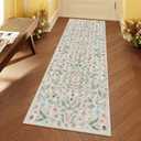 Lahome Insect Botanical Beige Bathroom Runner Rugs Non Slip Washable,Carpet Runners for Hallways 6ft,Floral Kitchen Runner Rugs Non Skid,Soft Indoor Runners for Entryway Laundry Bedroom(Beige,2x6)