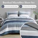 Madison Park Essentials Jaxon Twin Comforter Set, Bed In A Bag Comforter & Sheet Set, Modern Casual Stripes Print, All Seasons, Soft Microfiber Bedding Makeover, Matching Sham, Twin, Blue/Grey 5 Piece