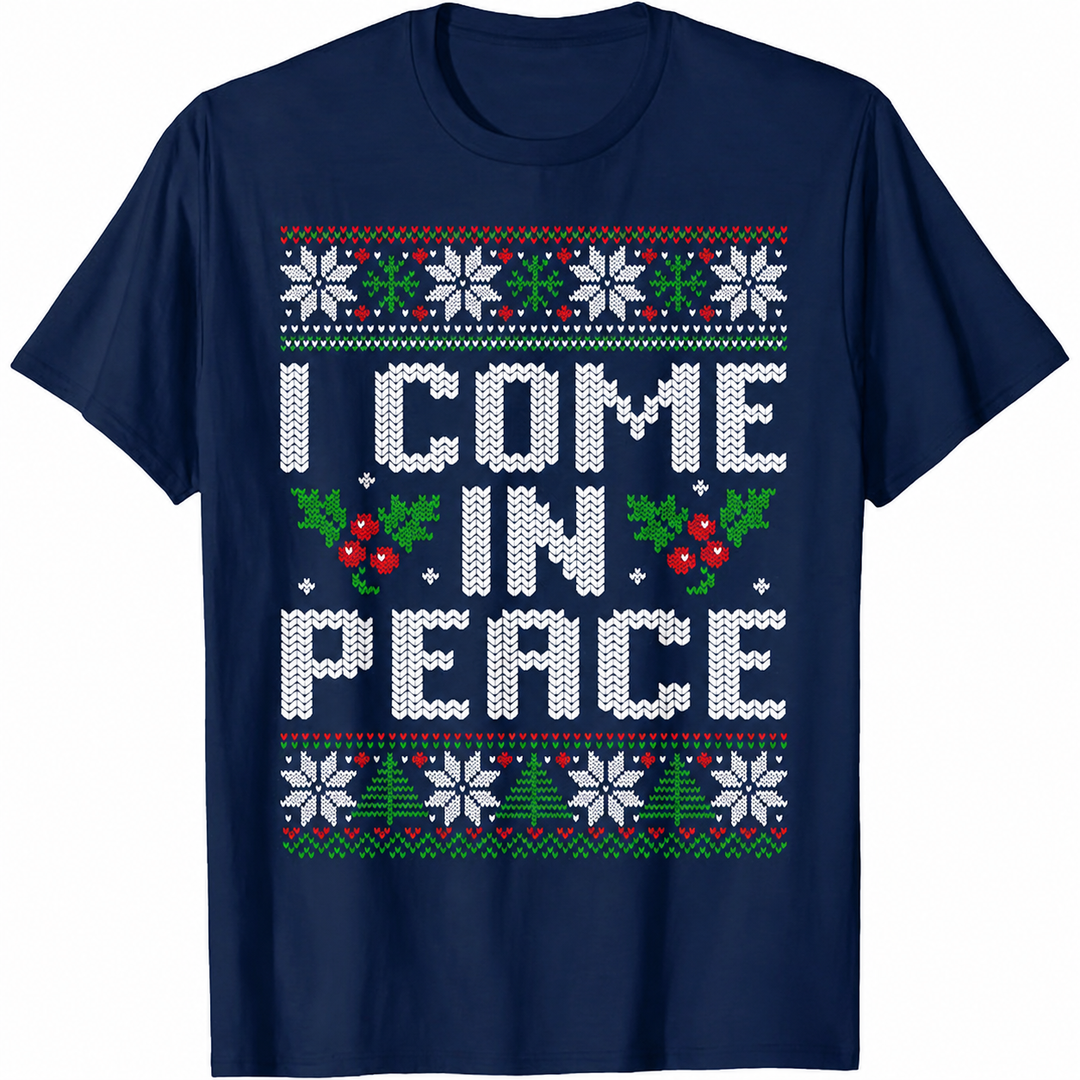 I Come in Peace Couple Matching Ugly Christmas Sweater T-Shirt
