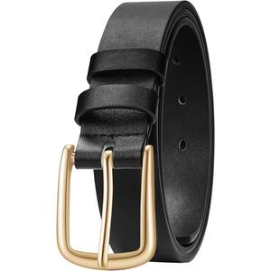 Huyfhksd Women's Belt Fashion Multicolored Waist Leather Belts for Jeans Pants with Pin Buckle, S, Gold Buckle Black