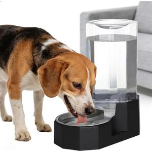 Sfozstra Black 8L Gravity Dog Water Dispenser - Fewer Refills for Multi-Pet Homes, No Power Needed, Spill-Proof, Easy Refill & Maintenance, with Stainless Steel Bowl, for Large Dogs, for Garage/Patio