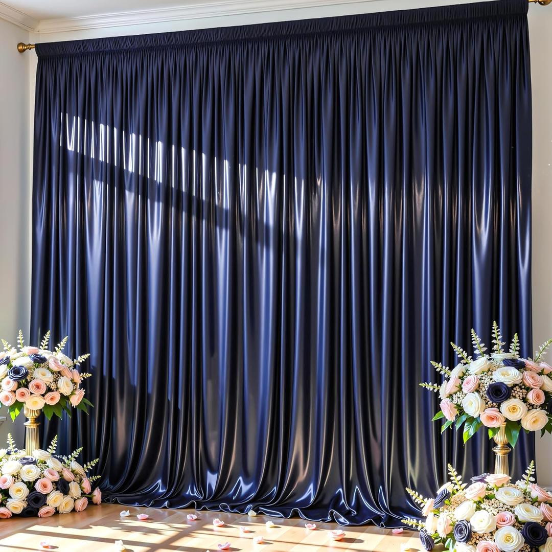 10x10 ft Navy Blue Glitter Backdrop Curtain for Parties, Wrinkle Free Glitter Photo Backdrop Drapes 2 Panels 5x10FT Shimmer Back Drop Cloth for Wedding Birthday Christmas Photography Background Decor