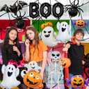 Halloween Party Decorations  12Pcs Ghost Skeleton Pumpkin Bat Spider BOO Foil Balloons Set for Halloween Birthday Party Supplies
