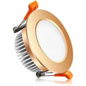 YGS-Tech 2 Inch LED Recessed Lighting, Dimmable Downlight 3W(35W Halogen Equivalent), 2700K Ultra Warm White Ceiling Light, CRI80, Gold Trim with LED Driver(1 Pack)