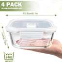 Square Glass Containers with Lids 24oz - Borosilicate Glass Food Storage Set 3 Cup, Freezer Safe Meal Prep Containers, Sandwich Lunch Box, Yogurt Cereal Bowls with Vented Lids BPA Free 4 Pack