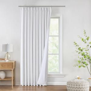WEST LAKE 90 Inches Long Bailey Pinch Pleated Full Blackout Curtains with Liners, White 100 Room Darkening Pinch Pleat Drape for Bedroom Living Room, Thermal Insulated Window Treatment,60"W x 90"L, 1 Panel